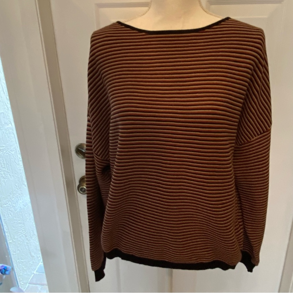 Cyrus striped textured crewneck sweater